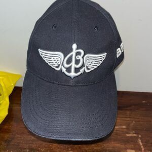 Breitling Watch Dark Navy Blue Cap Hat with White Raised Letter Writing & Logo